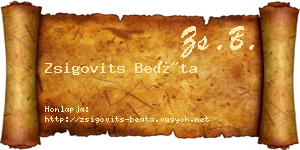 Zsigovits Beáta névjegykártya
