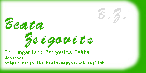 beata zsigovits business card
